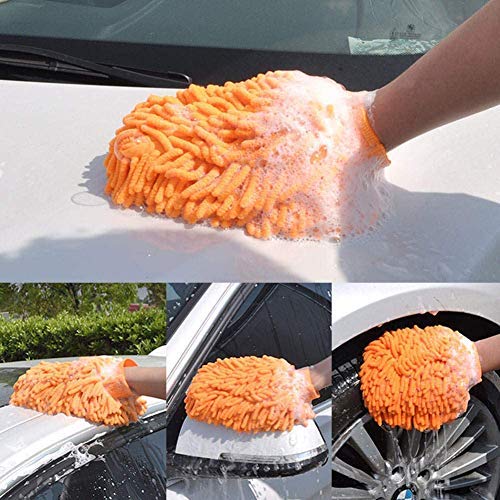 LAZI (1 Piece) Multipurpose Reusable Mitt Microfiber Single Sided Hand Cleaning Gloves for Washing Cars Dusting Laptop Home Office Hotel Kitchen Wash Dust Cleaning Accessories