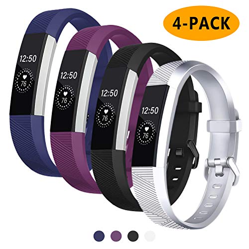 Welltin Bands Compatible with Fitbit Alta/Alta HR for Women and Men(4 Pack), Classic Soft Silicone Sport Strap Replacement Wristband for Fitbit Alta/Alta HR/Fitbit,Small Large - Thumbnail 7