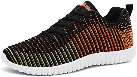 EARSOON Mens Flyknit Trainers Walking Shoes J-YD17074 Womens Running Lightweight Breathable Lace-Up Athletic Sneaker Shoes
