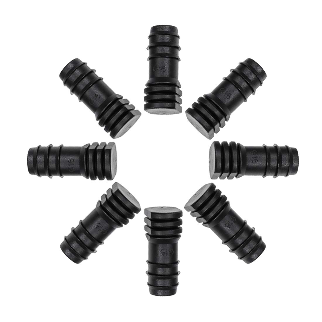 sourcing map Barb Drip Pipe End Closure Cap 16PE Hose Plug Connector for Garden Agricultural Irrigation System, Plastic 10pcs