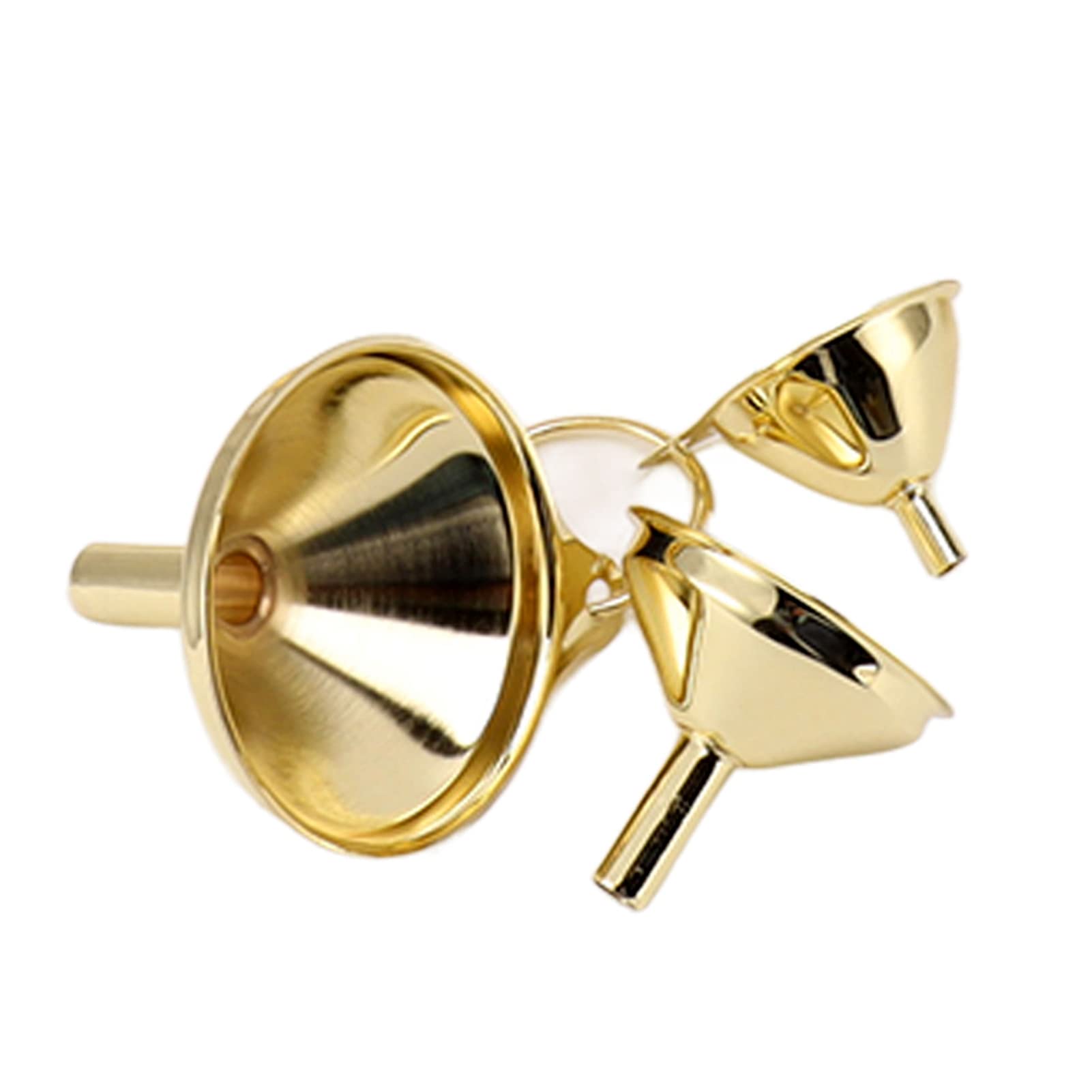 Jeanoko Gold Stainless Steel Funnel Set: 3-Piece Kitchen Funnel with Narrow Valve Rod for Home & Restaurant