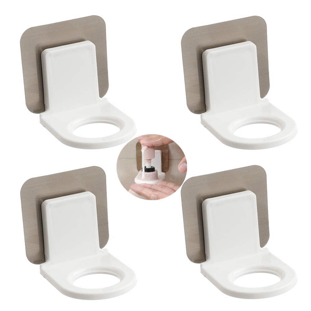 Pump Bottle Dispenser Holder, Hand Sanitizer Hanging Rack Wall Sticker Shower Gel Bottle Holder Shampoo Hand Sanitizer Hook, 4 Pack