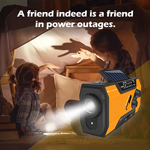 RunningSnail Solar Crank NOAA Weather Radio for Emergency with AM/FM, Flashlight, Reading Lamp and 2000mAh Power Bank（Orange） - Thumbnail 3