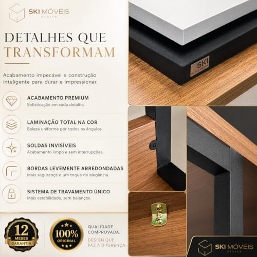 Mesa Escrivaninha Escritório Industrial 100x60cm MDF Premium Aço Cobre Rose