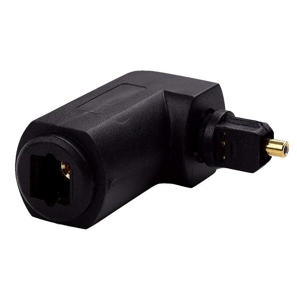 Maxhood Right Angle Digital Optical (Toslink) Adaptor, 360 Degree Rotatable Digital Optical Audio Cable Adapter Converter