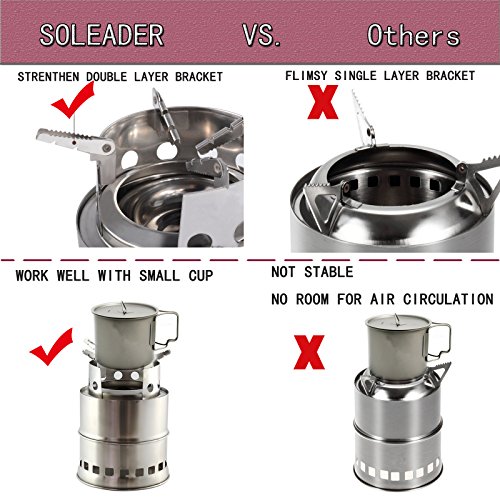 SOLEADER Portable Wood Burning Camp Stoves Compact Gasifier Stove
