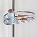 iDesign York Metal Wire Tension Rod Corner Shower Caddy, Adjustable 5'-9' Pole and Baskets for Shampoo, Conditioner, Soap with Hooks for Razors, Towels, Silver