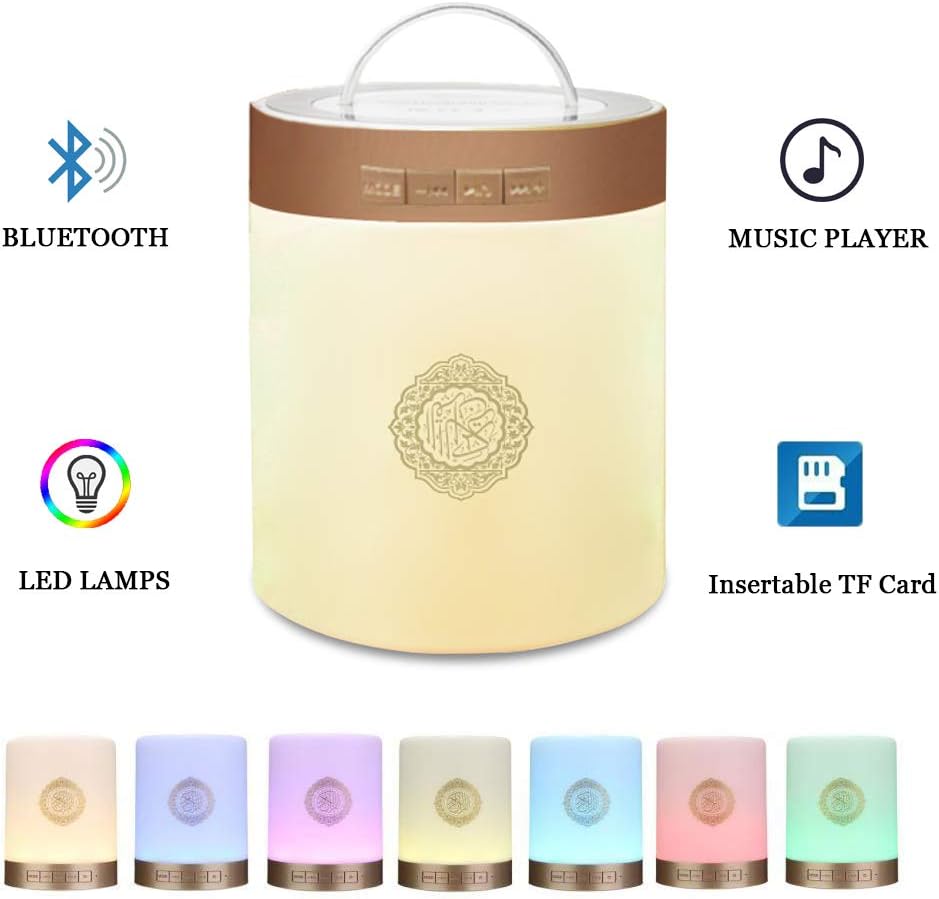 Quran Koran Bluetooth Speaker Smart Table Lamp Touch Portable Lighting Color Changing Church Spiritual Religious Islam LED Light for Bedrooms Living Room