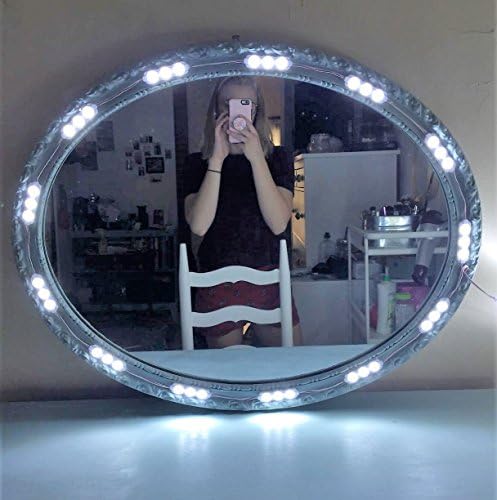 SOLOMONE CAVALLI LED Lighted Mirror for Cosmetic Makeup Vanity Mirror Kit Dressing Table Mirror , Bathroom , Under Cabinet , with Remote Cotroller and Power Supply Plug ON//OFF Switch