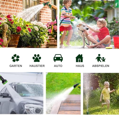 Expandable Garden Hose 15 Metres – Garden Hose Expandable Flexible with 10 Functions Spray Gun, 3/4 Inch and 1/2 Inch Connectors for Garden, Outdoors and Car Washing