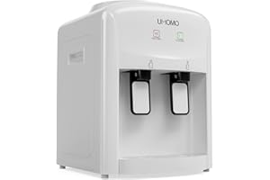 UMOMO Top Loading Water Cooler Dispenser, Countertop Water Cooler Dispenser, Holds 3 or 5 Gallon Bottle, Hot & Cold Water, for Home and Office Use, White(Water Bottle NOT Included)