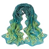 Scarf,Han Shi Women Peacock Pattern Soft Silk Scarves Sexy Chiffon Shawl Wraps Voile (L, Green)