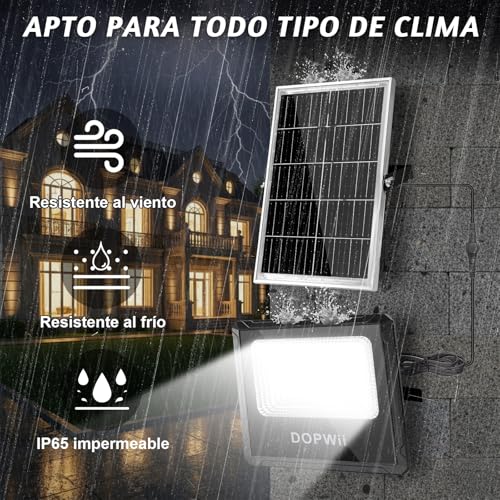 Dopwii Lamparas Solares Exterior 16000mAh, Luces Solares para Exterior Jardin, Panel Solar Bifacial con Absorción de Luz de 360°, Lámpara Solar con 4 Modos de Iluminación y Mando a Distancia(2 Piezas)