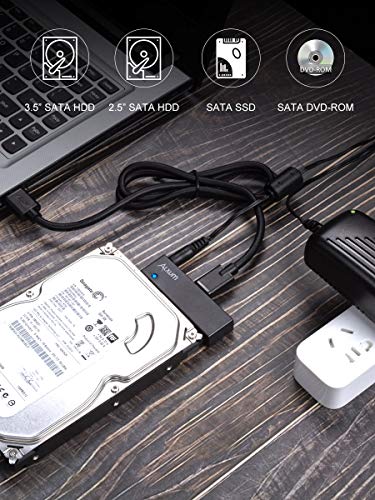 Alxum USB 3.0 to SATA Converter Cable for 2.5 & 3.5 inches SSD HDD, Hard Drive Adapter with 12V 2A Power Adapter and USB 3.0 Cable Included