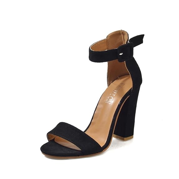 Ansenesna Sandalen Damen 7.5cm Absatz Klettverschluss Offen Elegant Sommerschuhe Blockabsatz High Heels Hochzeit Schuhe
