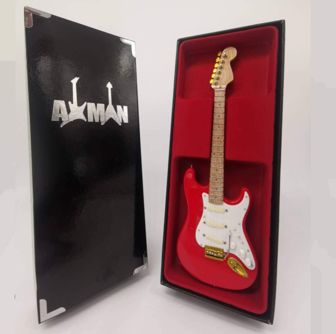 Axman Hank Marvin (The Shadows) Miniature Guitar Replica, Music Gifts, Handmade Ornamental 1/4 Scale, Includes a Display Box