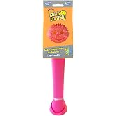 Scrub Daddy Dish Wand Scrubbing Brush with Handle, Soap Dispensing Dish Brushes, Texture Changing Washing Up Sponges With Liquid Dispenser, Scrubber with Scraper &amp; Detachable Head Sponge, Pink