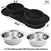 Large Dog Bowls & Mat Set - 2 Large Capacity, Removable Stainless Steel Bowl Set in a Stylish No Mess, No Spill, Non Skid, Silicone Mat. Food & Water Bowls for Medium to Large Dogs - 108oz Black