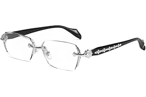 Rimless Glasses Gold Blue Light Blocking Eyewear for Men Anti-Fatigue Oversized Unisex Frames Stylish & Lightweight