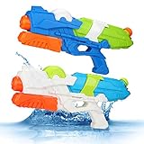 Young Choi's Kids Water Soaker Gun Toys, 2 Pack Pool Toy Water Gun Large Size Beach Toy Water Soaker Blaster for Boys (2 in 1 Set Water Gun Toy)
