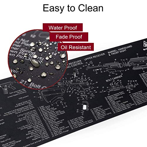 AmyZone Gun Cleaning Mat AR 15 Extra Large Gaming Mouse Pad Stitched