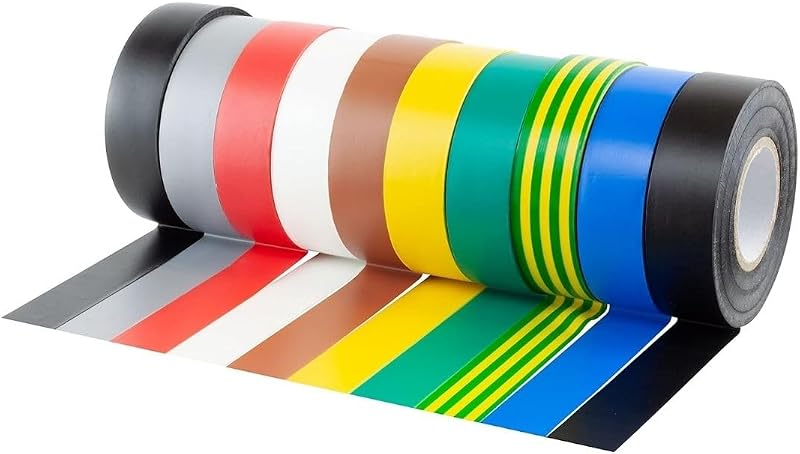 Gocableties PVC Electrical Tape 10 Rolls Multi Pack 20m x 19mm Premium