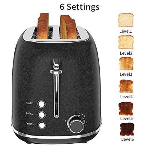 2 Slice Toaster Retro Stainless Steel Toaster with Bagel, Cancel