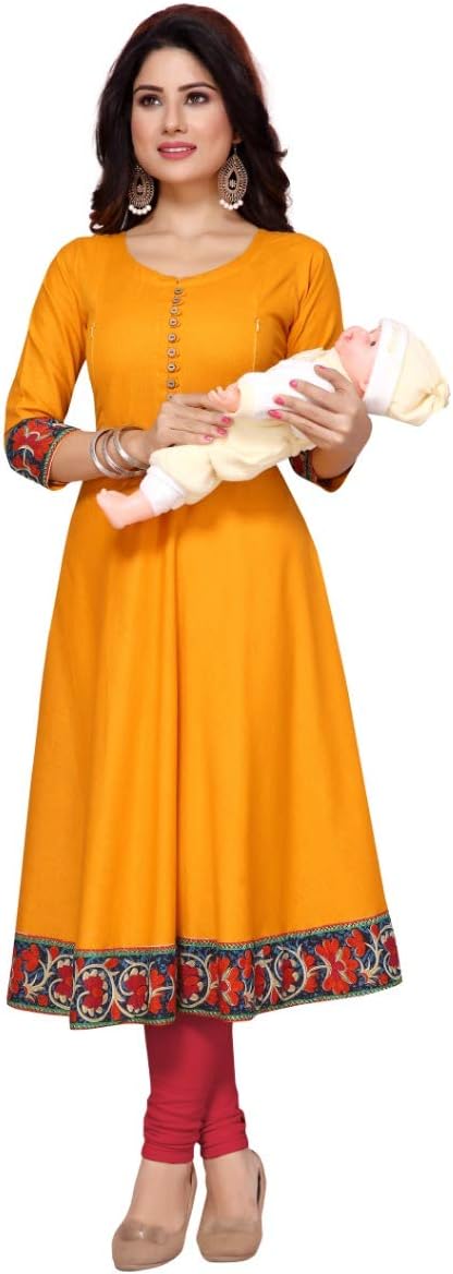 Hriday Fashion Cotton Maternity/Nursing/Easy Feeding/Breastfeeding/Kurti/Anarkali Kurta/Dress/with Zippers for Women's…