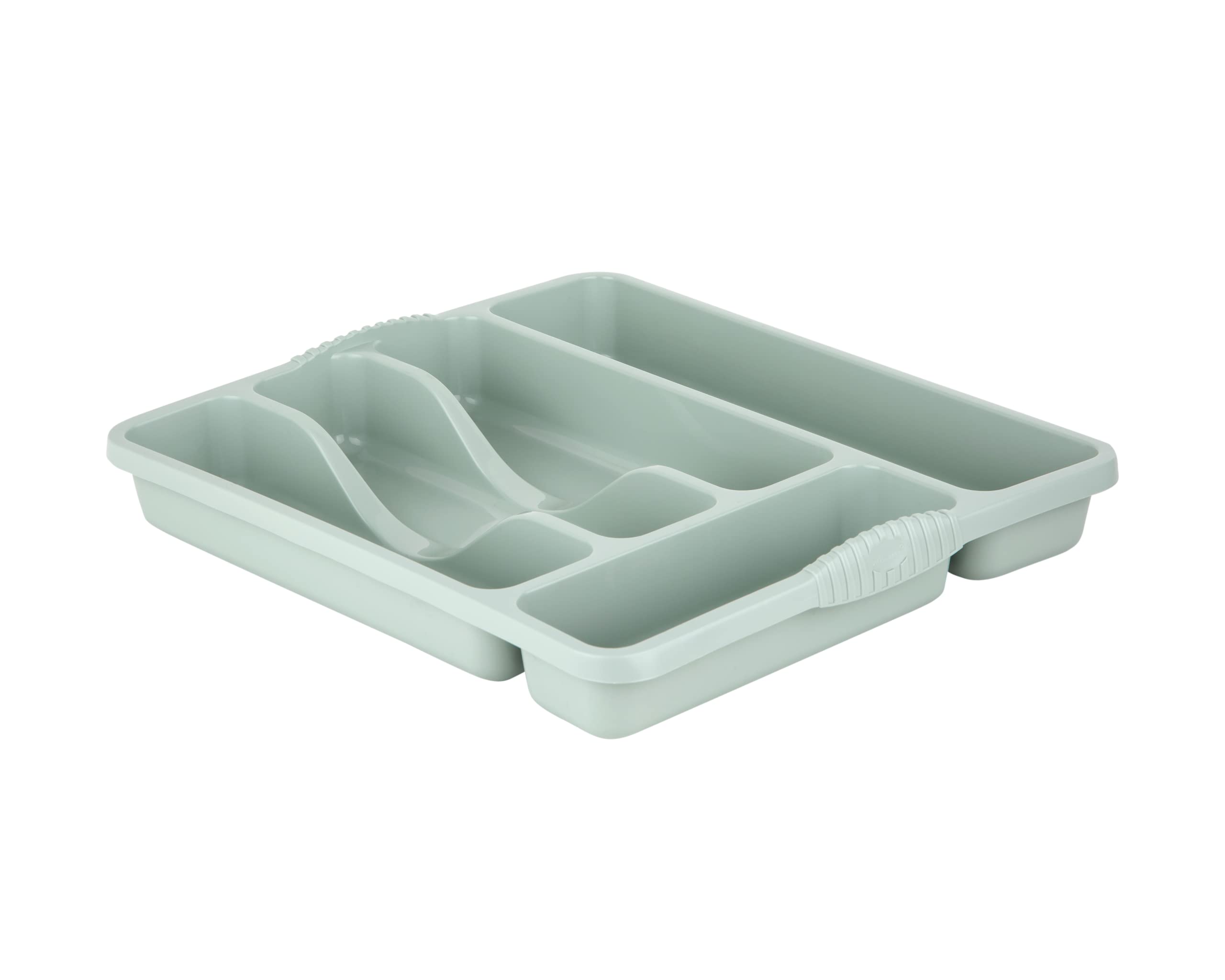 Wham Plastic Kitchen Cutlery Tray Organiser Rack Holder Drawer Insert Tidy Storage - Sage