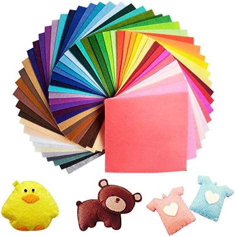 Jingxu 60PCS Felt Craft DIY Soft Felt Fabric Squares 60 Colors, 6"x 6" Fabric Sheets Patchwork Sewing Craftwork Sheet