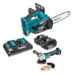 Makita XCU02PTX1 18V X2 (36V) LXT Lithium-Ion Cordless 12" Chain Saw Kit and Brushless Angle Grinder (5.0 Ah)