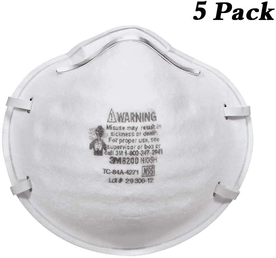 3M N95 8200HB3-A Sanding and Fiberglass Respirator,Respirator for Virus Protection and Personal Health,NIOSH Approved Particulate Respirator,5-Pack