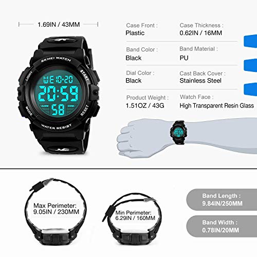 5 Waterproof+Electronic+Stopwatch+Silicone+Wristatches
