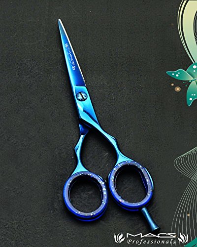 Macs Professional Barber Razors Edge Hair Cutting Shears Barber Scissors 5.5" Blue Titanium Macs-2038