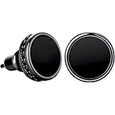 VEXXS Men’s Stud Earrings, S925 Sterling Silver Earrings, 18K Real Gold Plated Diamond Earring, Micro Pave 5A Cubic Zirconia Stones Men’s Black Earring