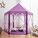 Pericross Snowflake Veil Hexagon Princess Play Tent with Aluminum Alloy Frame and 33ft 100 Diodes AA Battery Powered Brass Wire Lights (Violet)