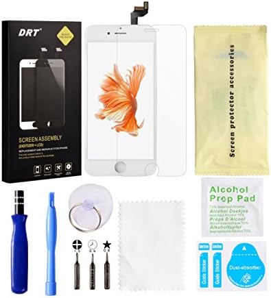 iPhone 6 Screen Replacement White 4.7 inch, DRT LCD Screen Display Touch Screen Digitizer Frame Assembly Set with Repair Tools - Professional Tempered Glass Screen Protector