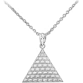 High Polish Sterling Silver Ancient Egyptian Pyramid Triangle Pendant Necklace