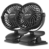 OPOLAR Rechargeable Clip on Fan, USB or Battery Operated Small Fan with 4 Speeds, 360 Degree Rotation, Quiet Desk Fan, Powerful Wind for Outdoor Activity, Home and Office-Two Pack