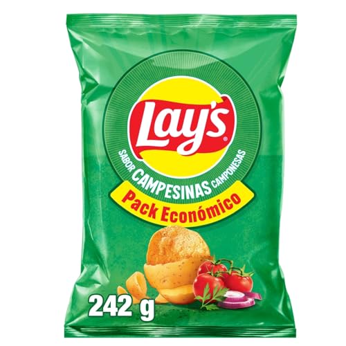 Campesinas, Patatas Fritas de cultivos sostenibles con sabores vegetales, Producto de Aperitivo, bolsa familiar, 242 g