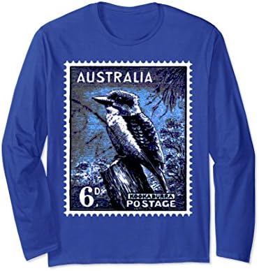 Unisex Australia Kookaburra Bird Vintage Postage Stamp T-Shirt Medium Royal Blue