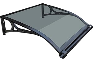 HIAPES Awning for Door Entrance, Awnings for Doors, Window Awnings Exterior Polycarbonate Cover Outdoor Front Door Patio UV/Rain/Snow Protection, Door Awnings Exterior for Porch/Patio/Deck