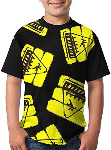 Fortnite-Trap-Warning Boy Youth 3D Printing Casual Round Neck T Shirts Cute Short-Sleeve T-Shirts