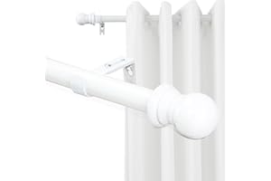 DonSail Extra Long Curtain Rods 120-inch to 170-inch, 1 inch Heavy Duty White Curtain Rod with 4 Adjustable Brackets for Wind