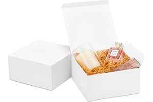 MESHA 8x8x4 Gift Box 10 Pack White Gift Boxes with Lids, DIY Bridesmaid Proposal Box, Recyclable,Foldable Box for Wedding, Birthday Party
