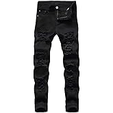Men's Ripped Skinny Stretch Distressed Destroyed Slim Jeans Denim Pants