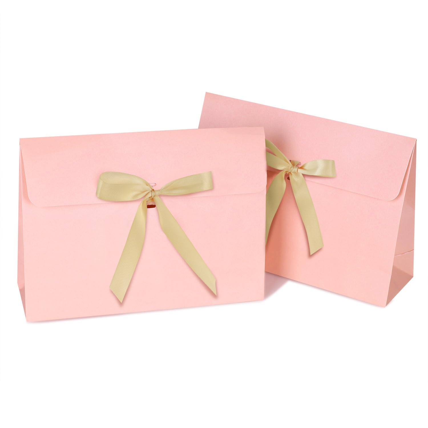10Pcs Large Envelope Gift Box Present Bag, Cardboard Gift Box 29 * 20 * 9 cm with Lid & Satin Decorative Ribbon, Textured Christmas Birthday Present Boxes for Dress, Shirt, Scarf, Book, Accessories