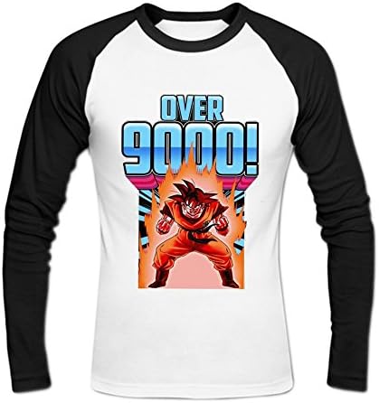 Men's Dragon Ball Z Over 9000 Long Sleeve Baseball Shirt XL White