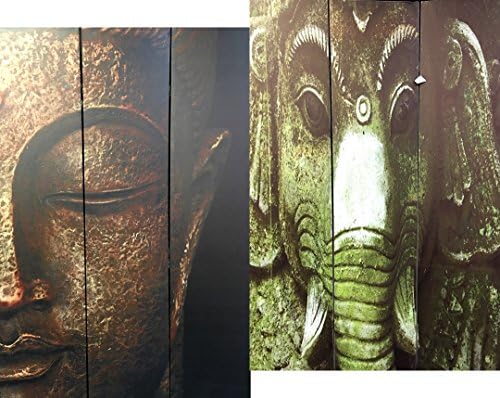 3-Panel Double Sided Painting Canvas Room Divider Screen Abstract Wall Art Screen, 72 by 48 by 1-Inch, Multicolor