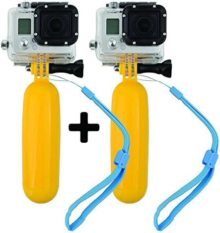 PicPro Floating Hand Grip for GoPro Cameras - Shoot amazing footage on land and in water - Two Lanyards and screws for GoPro cameras included (Yellow, 2 Hand Grips)